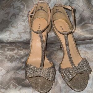 Kate Preston Sparkling Gold Bow Heels size 8  worn once